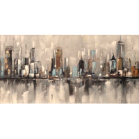 Quadro Panorâmico Pintura Urbana Cidade 60x120